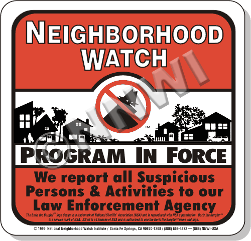 Neighborhood Watch Signs - Large Square Plastic Law Enforcement