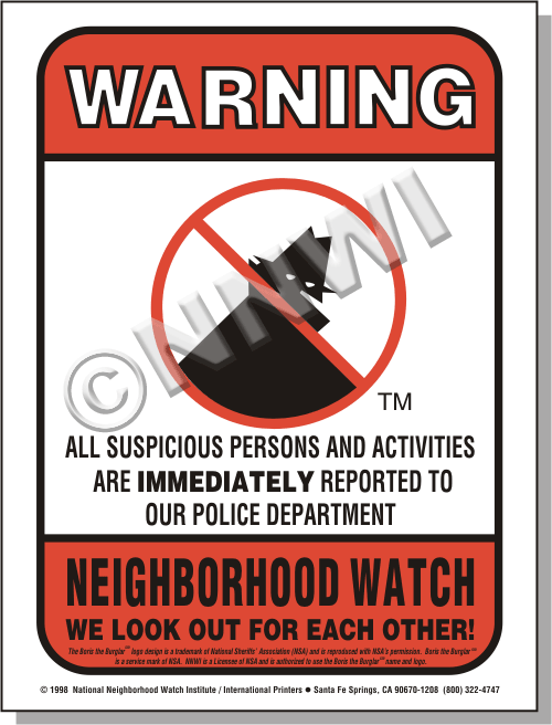 Neighborhood Watch Warning Decals - NNWI