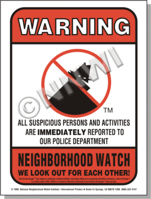 Neighborhood Watch Warning Decals
