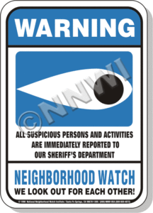 Neighborhood Watch Signs Small Plastic with Blue Eye