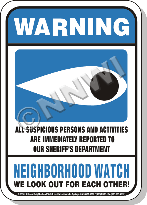 Neighborhood Watch Signs Small Plastic with Blue Eye