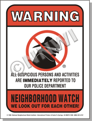 Neighborhood Watch Warning Decals - Masked Bad Guy