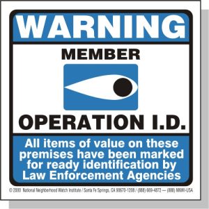 Blue Eye, Operation Identification Adhesive Face Decal