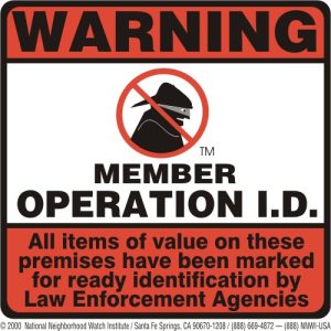 Masked Bad Guy, Operation Identification Adhesive Face Decal