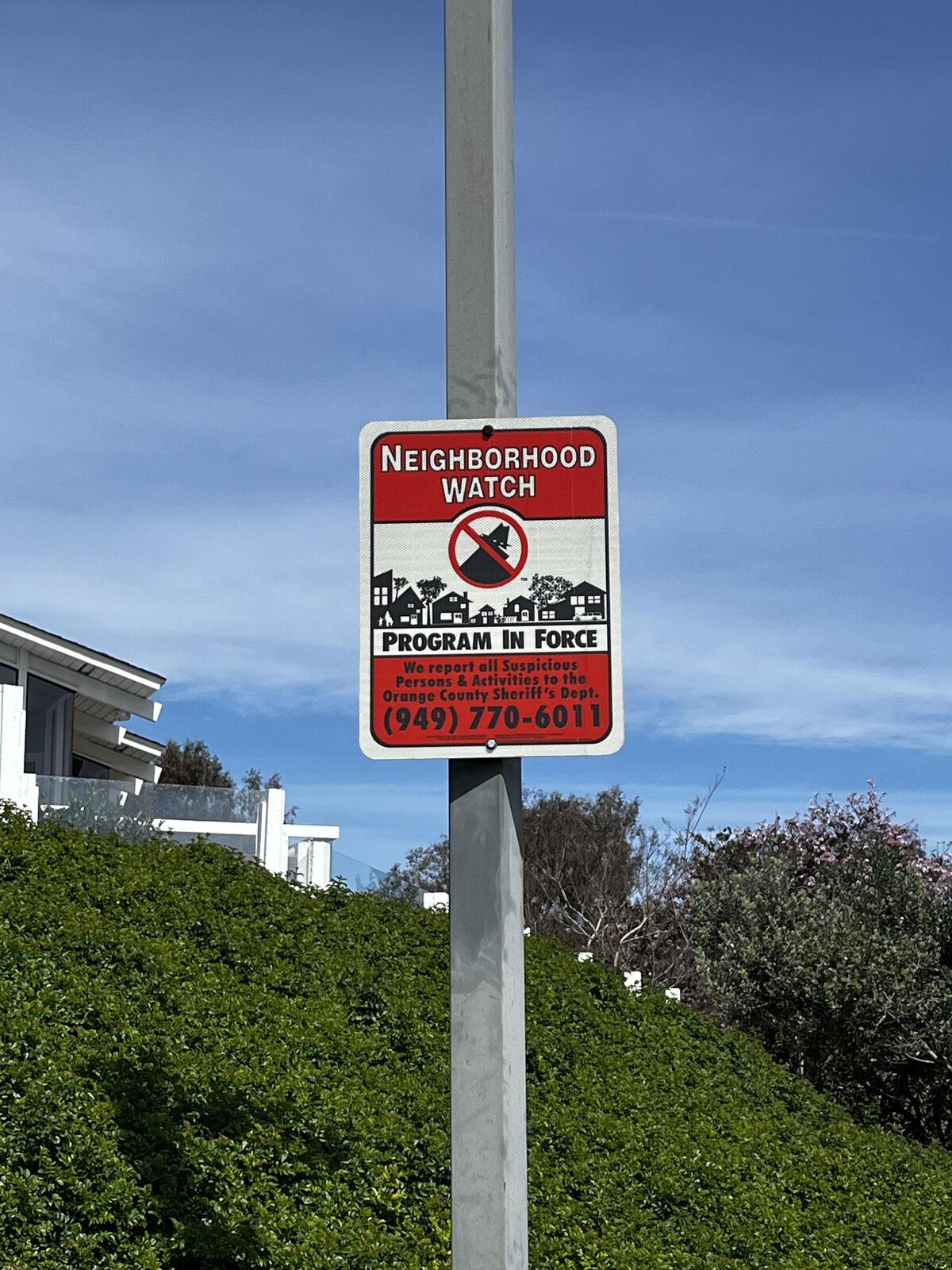 Orange County, California — Neighborhood Watch sign installed at a residential location