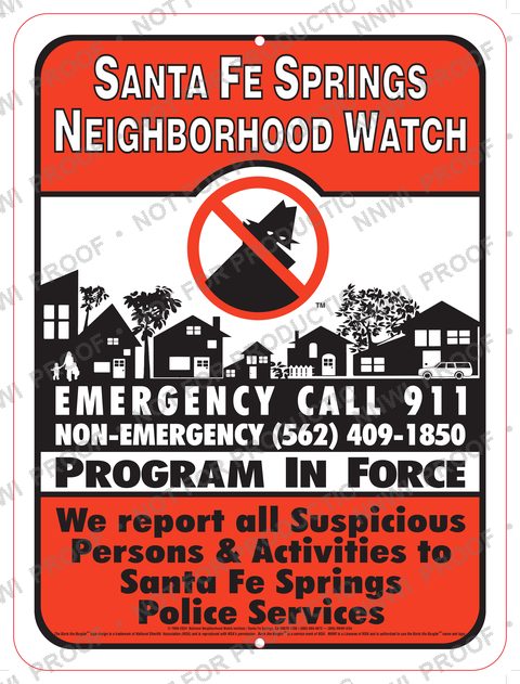 Santa Fe Police Department Neighborhood Watch sign by NNWI