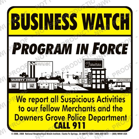 Downers Grove Police Department Neighborhood Watch sign by NNWI