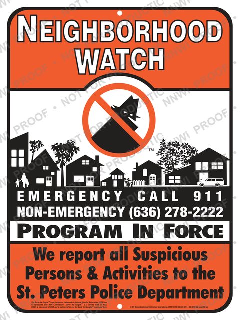 St Peters Police Department Neighborhood Watch sign by NNWI
