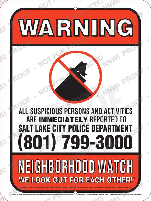 Salt Lake City Police Department Neighborhood Watch sign by NNWI