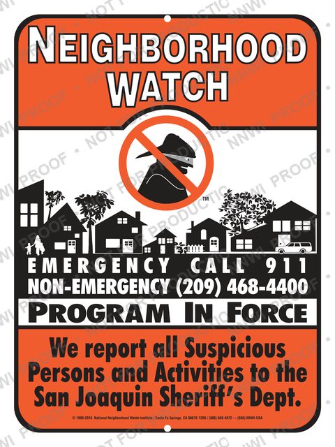 San Joaquin County Sheriff's Office Neighborhood Watch sign by NNWI