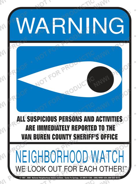 Van Buren Police Department Neighborhood Watch sign by NNWI