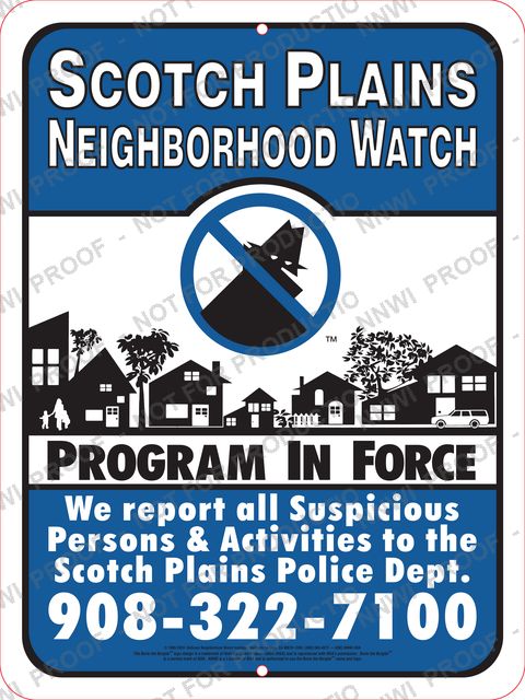 Scotch Plains Police Department Neighborhood Watch sign by NNWI