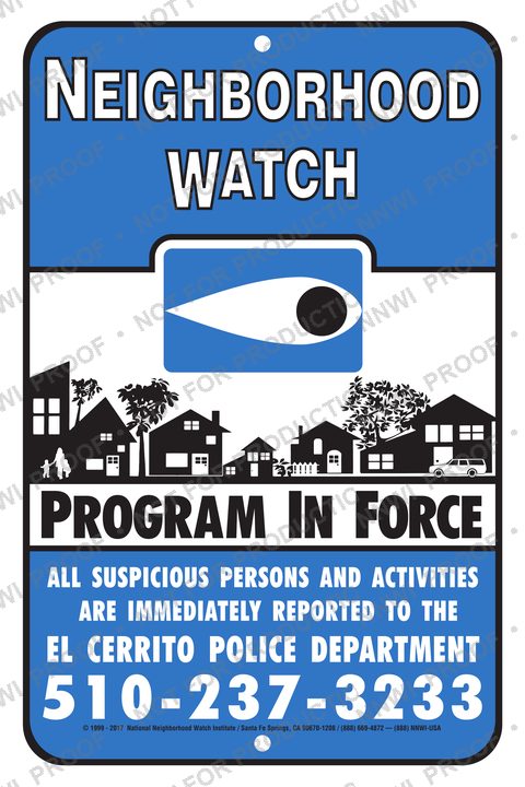 El Cerrito Police Department Neighborhood Watch sign by NNWI