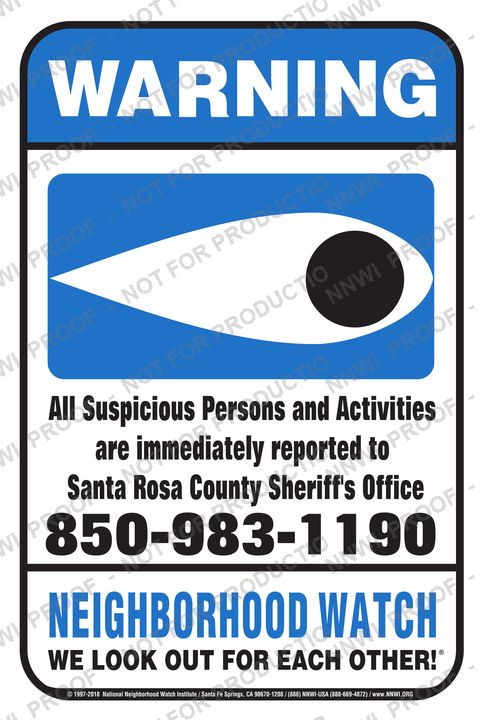 Santa Rosa Police Department Neighborhood Watch sign by NNWI