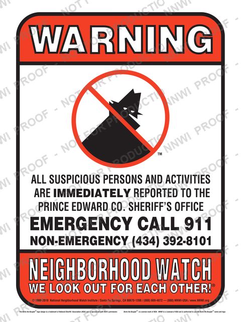 Prince Edward County Sheriff's Office Neighborhood Watch sign by NNWI