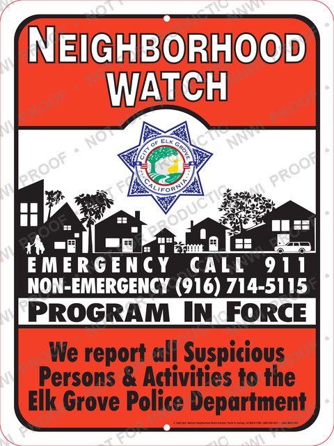 Elk Grove Police Department Neighborhood Watch sign by NNWI