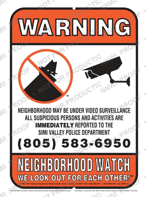 Simi Valley Police Department Neighborhood Watch sign by NNWI