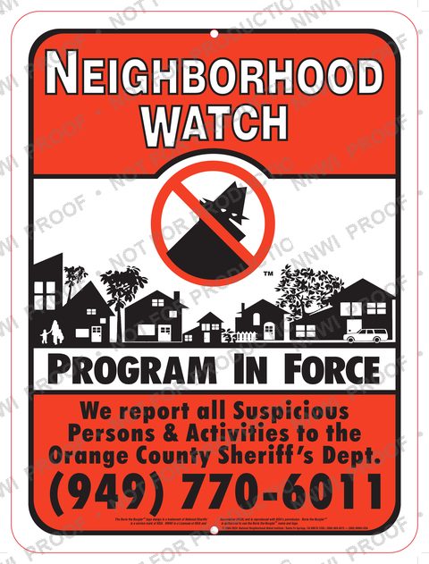 Laguna Niguel Police Department Neighborhood Watch sign by NNWI