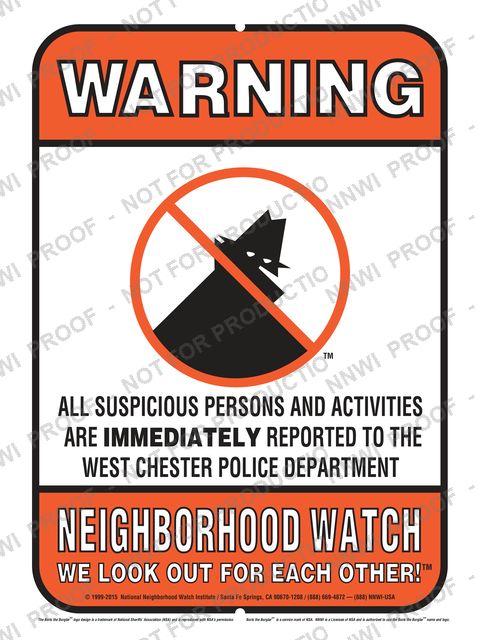 West Chester Police Department Neighborhood Watch sign by NNWI