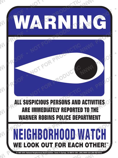 Warner Robins Police Department Neighborhood Watch sign by NNWI