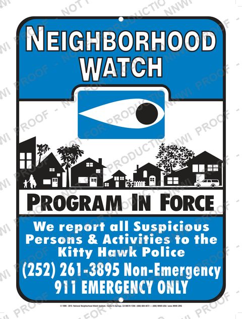 Kitty Hawk Police Department Neighborhood Watch sign by NNWI