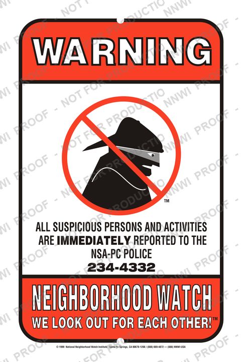Nsa-Pc (Military) Neighborhood Watch sign by NNWI