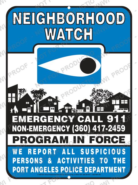 Port Angeles Police Department Neighborhood Watch sign by NNWI