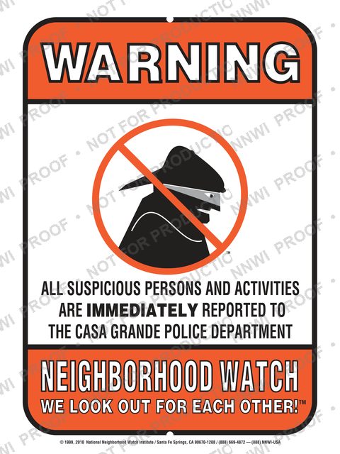 Casa Grande Police Department Neighborhood Watch sign by NNWI