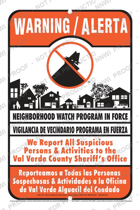 Val Verde County Sheriff's Office Neighborhood Watch sign by NNWI