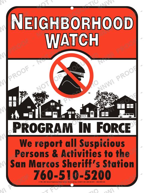 San Marcos (Municipality) Neighborhood Watch sign by NNWI