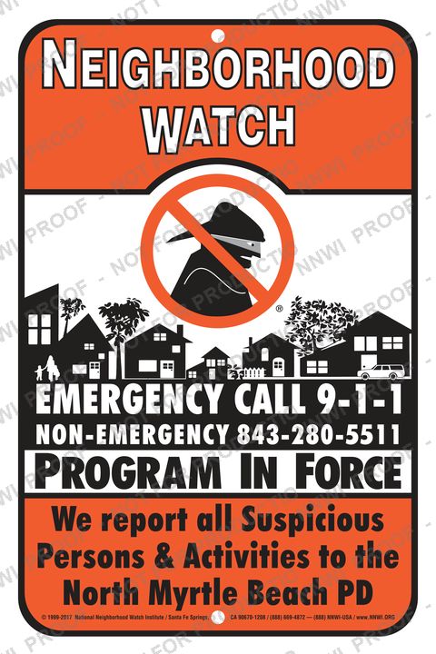 North Myrtle Beach, Police Department Neighborhood Watch sign by NNWI
