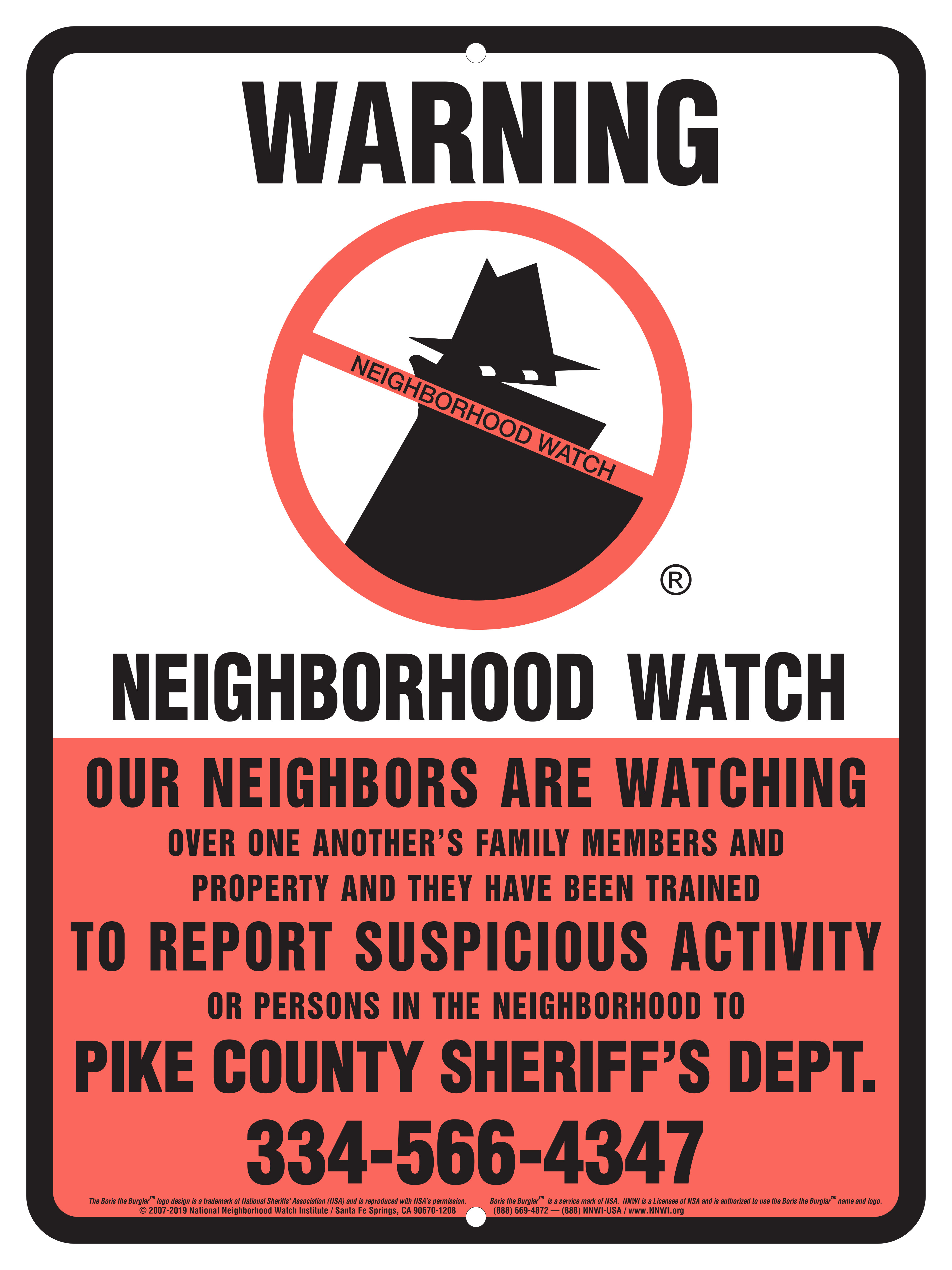 Pike County Sheriff's Dept 18x24 sign
