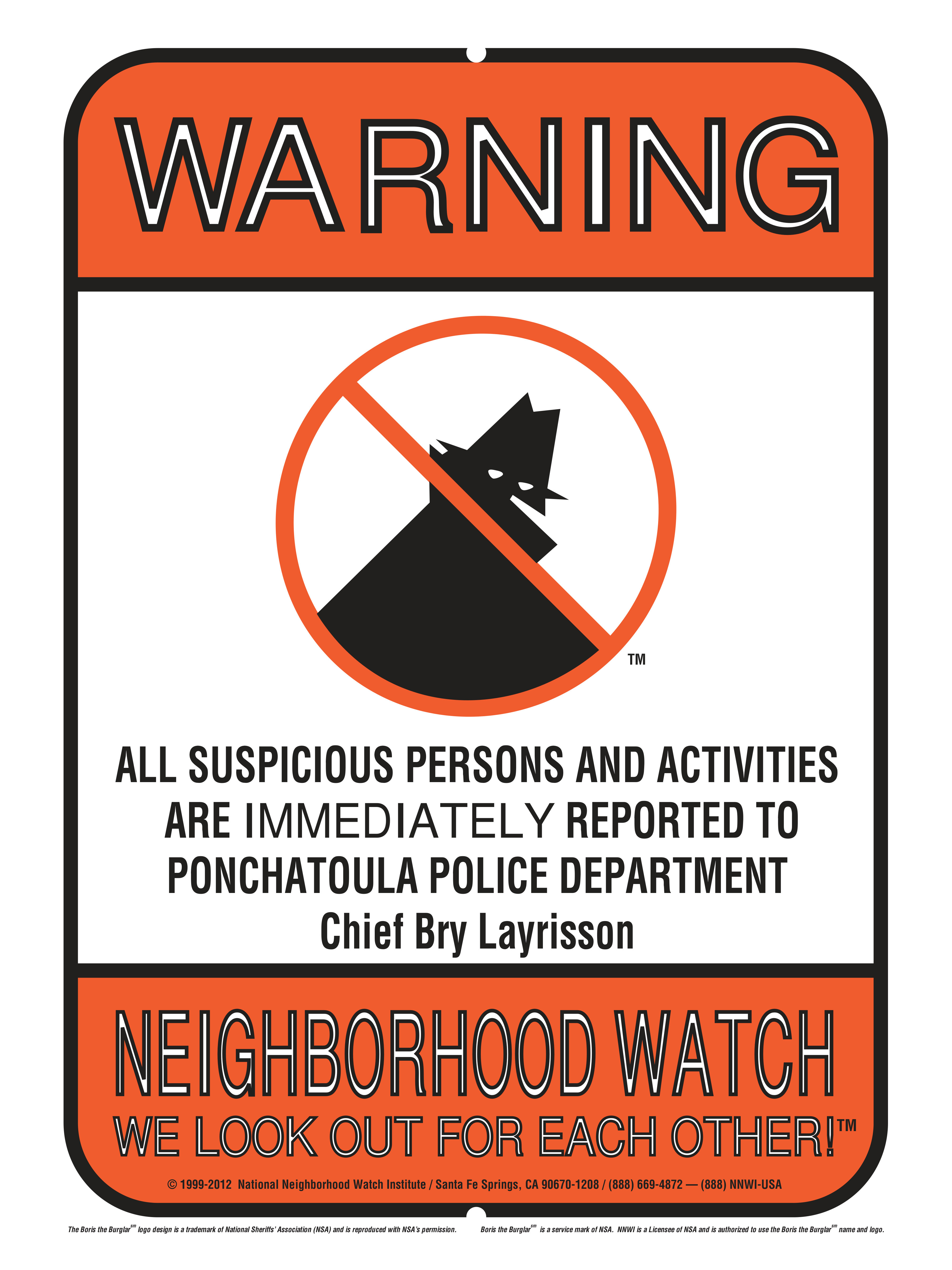 Ponchatoula 18x24 Police sign