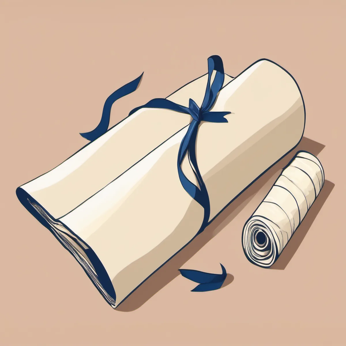 Line illustration of a rolled document tied with a ribbon