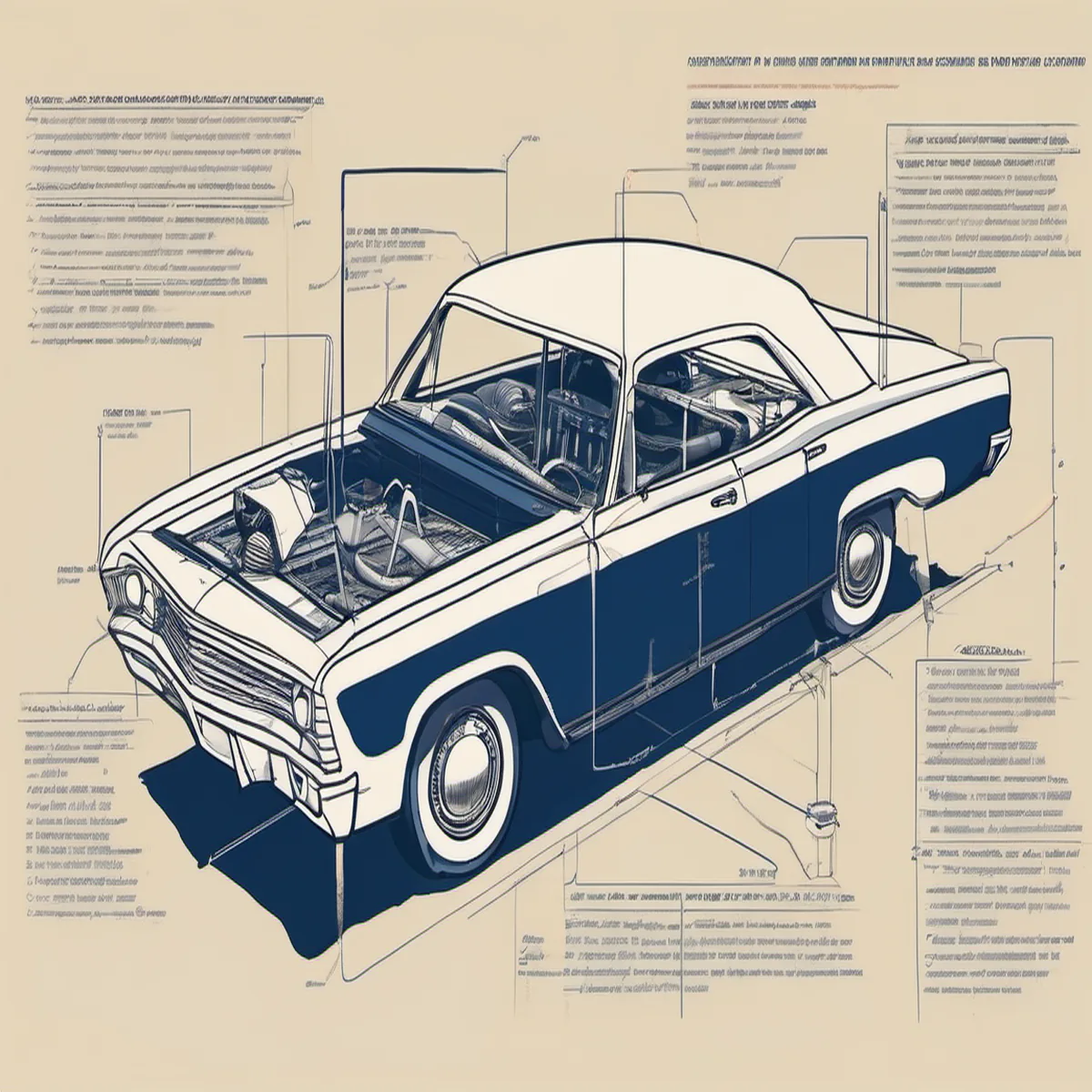 Line illustration of a car seen from the front