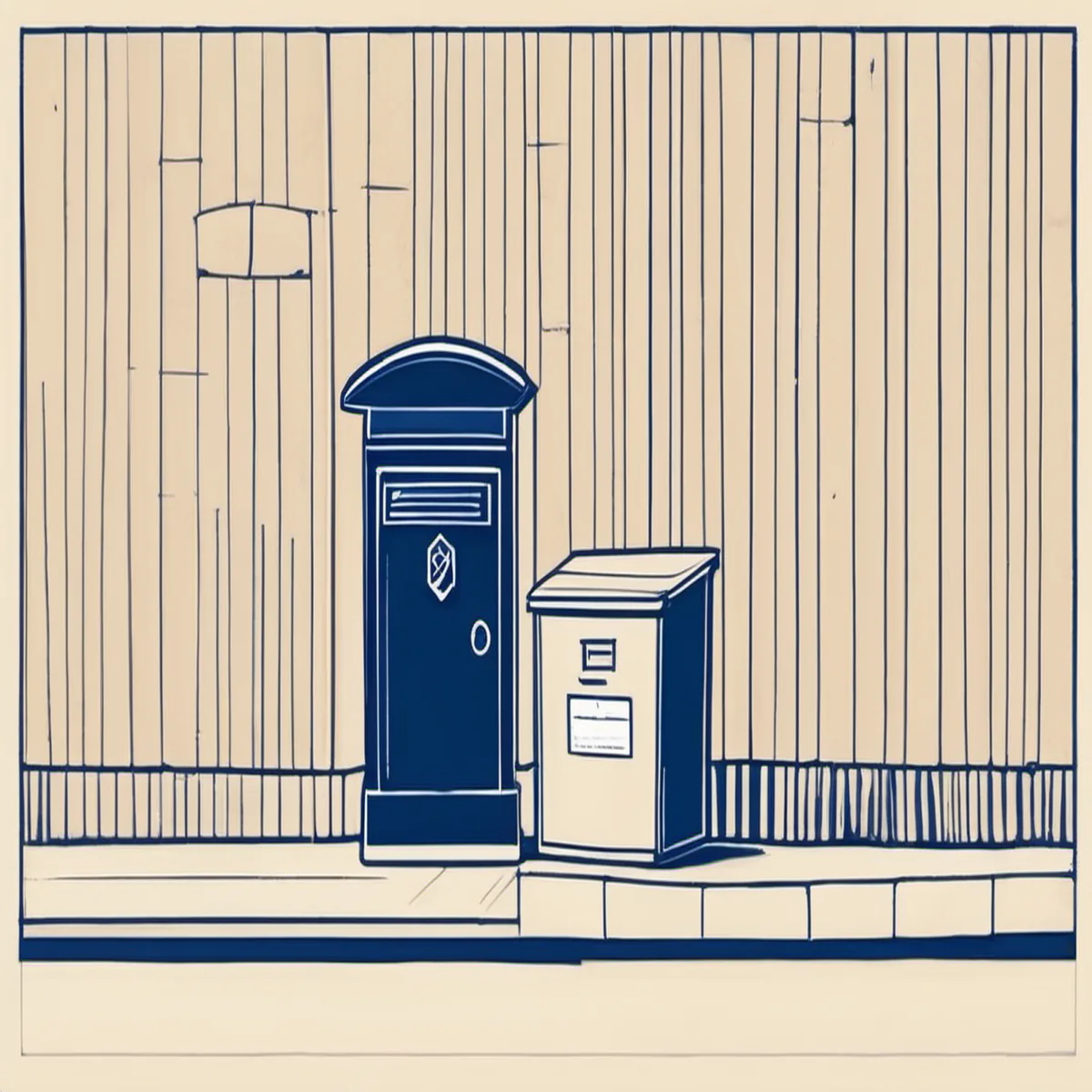 Line illustration of a front porch with an uncollected parcel